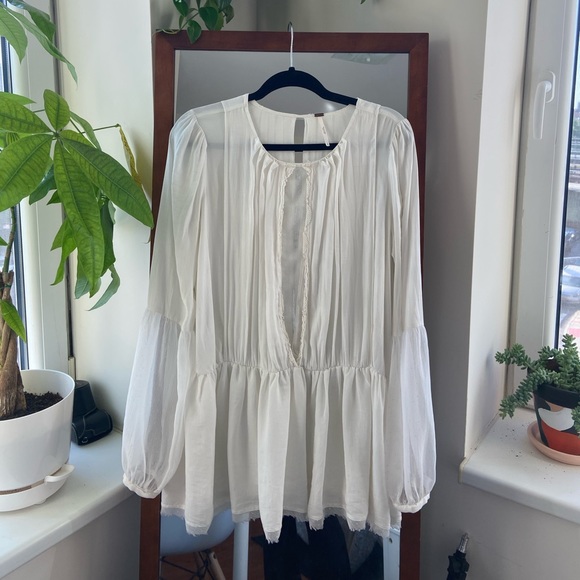 Free People White Peasant Top - Picture 1 of 5
